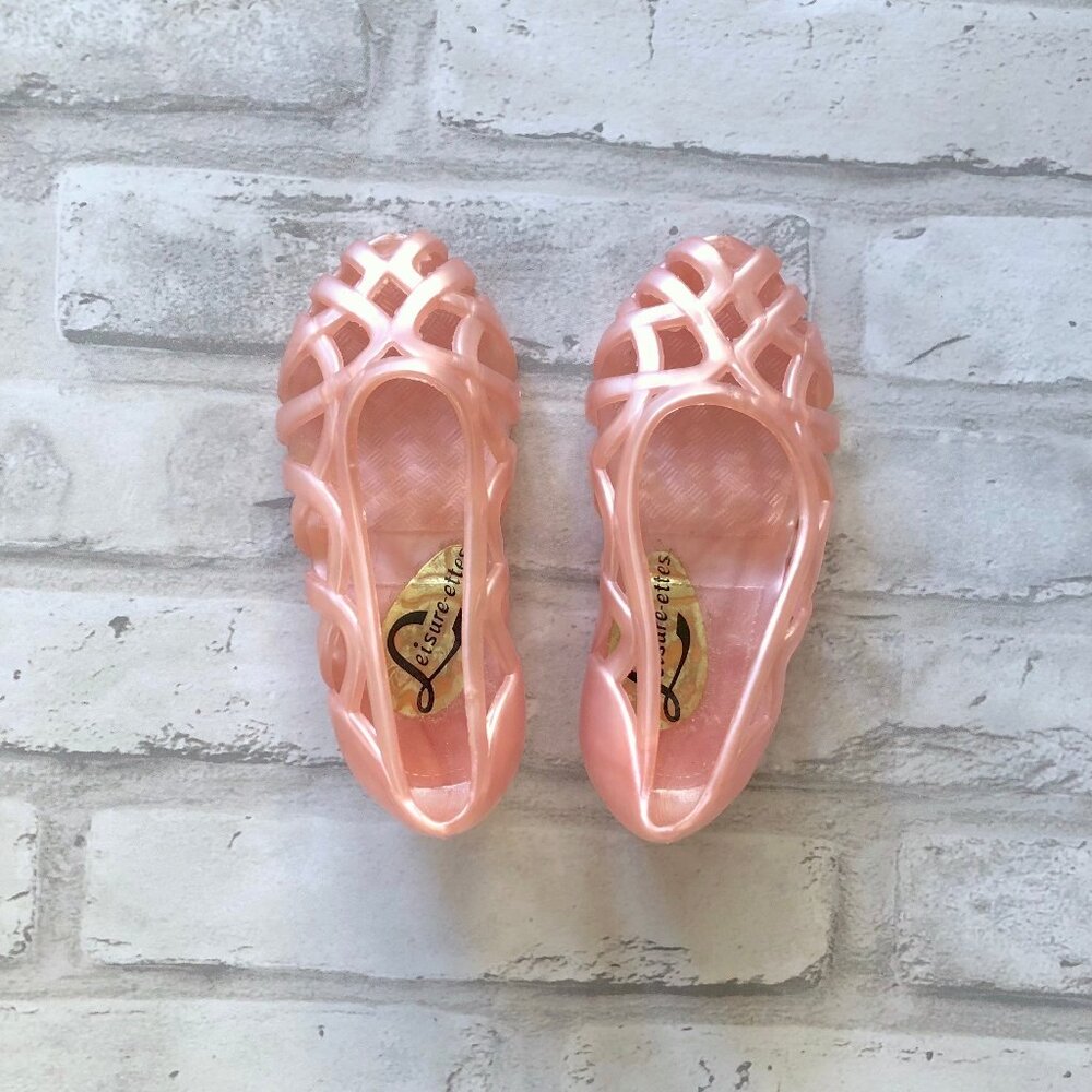 LEISURE-ETTES | Vintage Pink Jelly Sandals 80s Pearl Size 6 Toddler Girl's